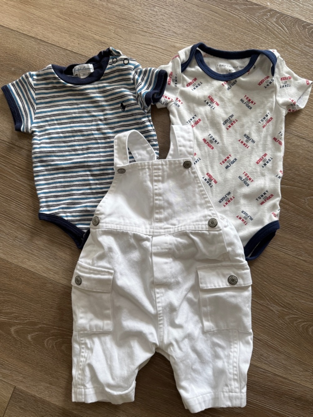 Ralph Lauren White Baby Overalls + two onesies